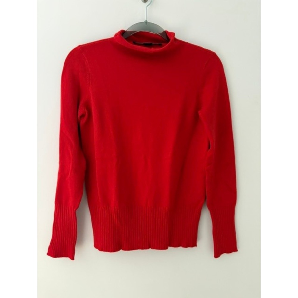 French Connection Womens Red Mock Neck Long Sleeve Ribbed Knit Sweater Size S